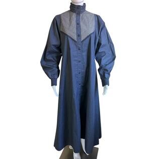 Koos Van Den Akker Maxi Shirt Dress M Blue Wearable Art Patchwork Pockets